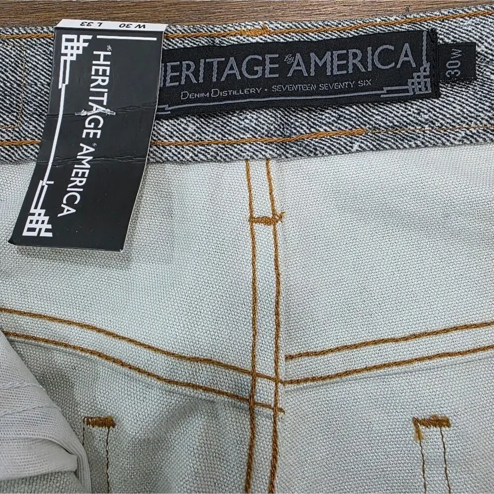 Heritage America Men's Distressed Graphic Jeans - Men's 30x33 NWT